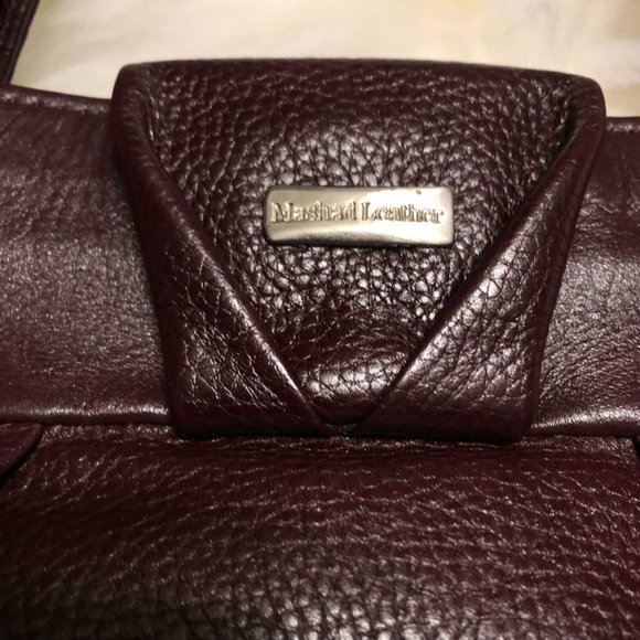 Women Mashad  Pebbled Leather burgundy satchel - Picture 2 of 6